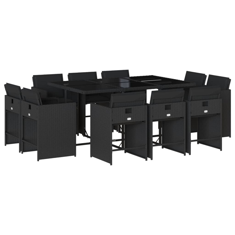 vidaXL 11 Piece Patio Dining Set in Black