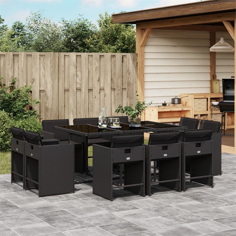 vidaXL 11 Piece Patio Dining Set in Black