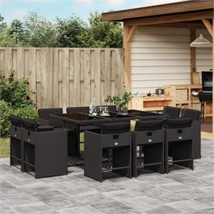 vidaXL 11 Piece Patio Dining Set in Black