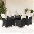 vidaXL 7 Piece Rattan Garden Dining Set in Black/Cream White