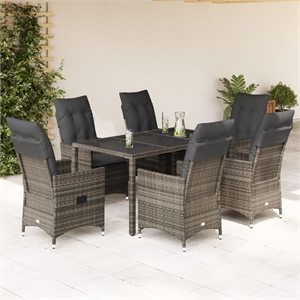 vidaXL 7 Piece Powder-Coated Steel Garden Dining Set in Gray
