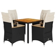 vidaXL 5 Piece Rattan Garden Dining Set in Black/Cream White