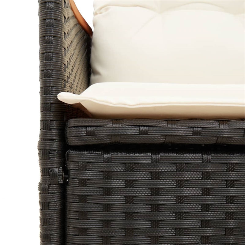 vidaXL 5 Piece Rattan Garden Dining Set in Black/Cream White