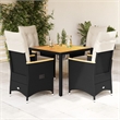 vidaXL 5 Piece Rattan Garden Dining Set in Black/Cream White