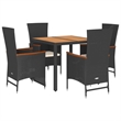 vidaXL 4 Piece Rattan Garden Dining Set in Black