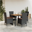 vidaXL 4 Piece Rattan Garden Dining Set in Black