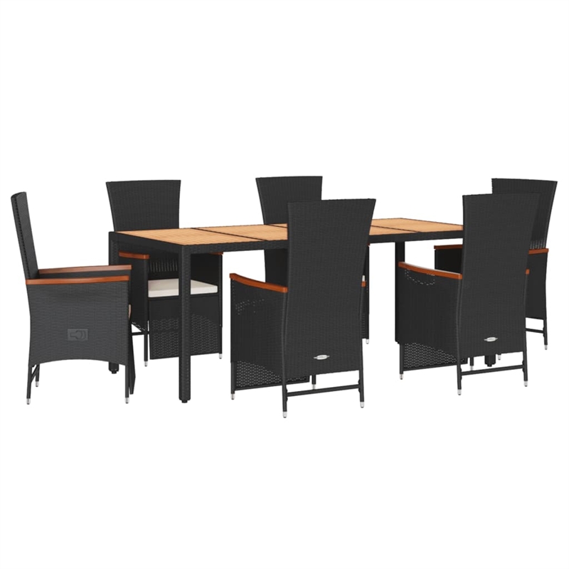vidaXL 7 Piece Steel Garden Dining Set in Black
