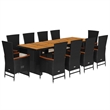 vidaXL 11 Piece Poly Rattan Garden Dining Set in Black/Cream White