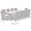 vidaXL 11 Piece Poly Rattan Garden Dining Set in Black/Cream White