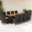 vidaXL 11 Piece Poly Rattan Garden Dining Set in Black/Cream White
