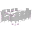 vidaXL 11 Piece Poly Rattan Garden Dining Set in Black/Cream White