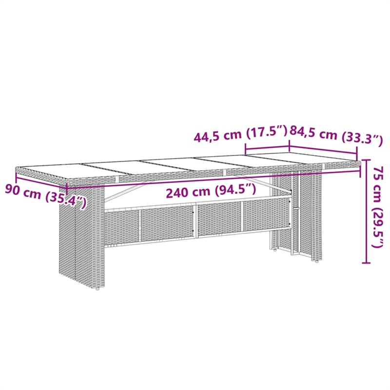 vidaXL 11 Piece Poly Rattan Garden Dining Set in Black/Cream White