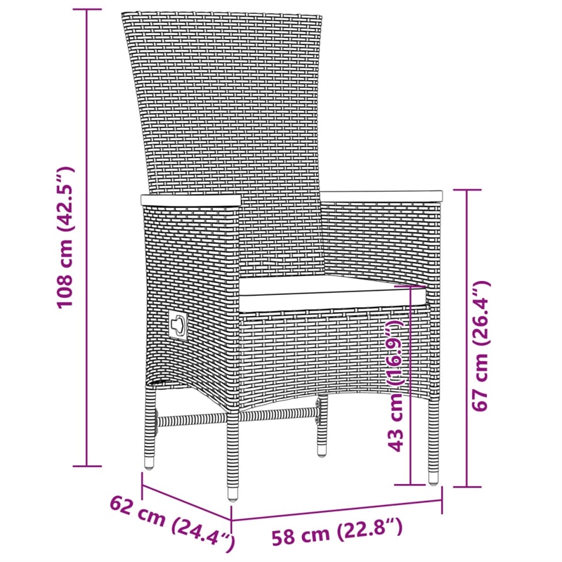 vidaXL 11 Piece Poly Rattan Garden Dining Set in Black/Cream White