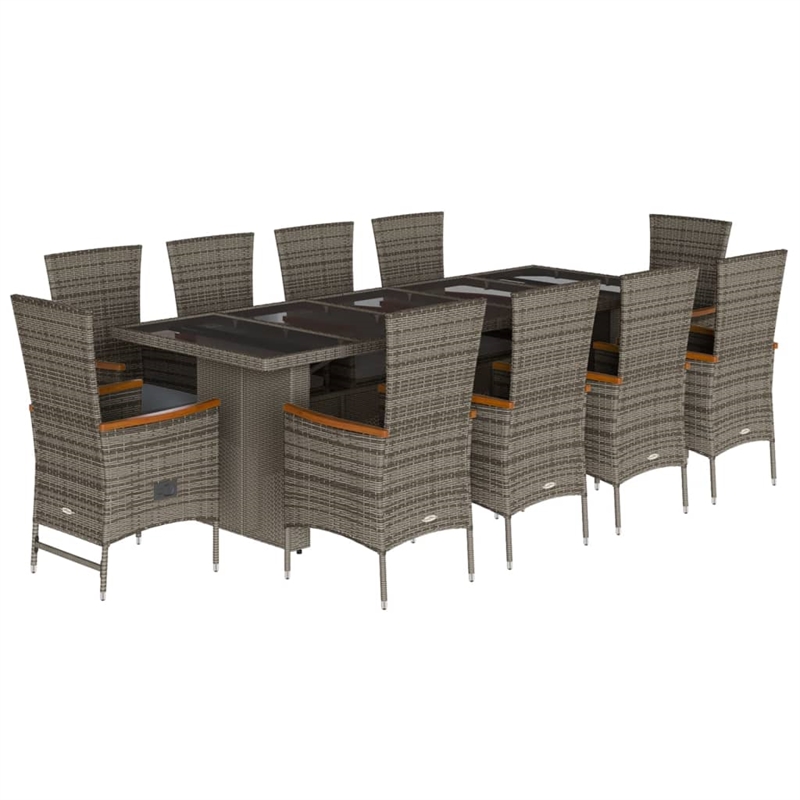vidaXL 11 Piece Rattan Garden Dining Set in Black/Dark Gray