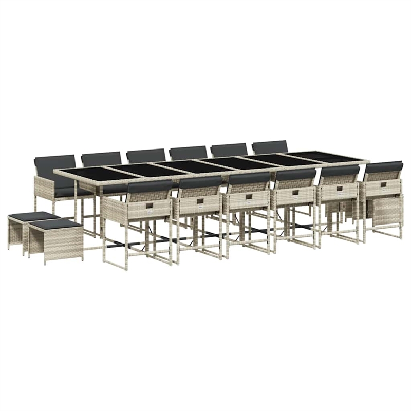 vidaXL 17 Piece Steel Garden Dining Set in Anthracite
