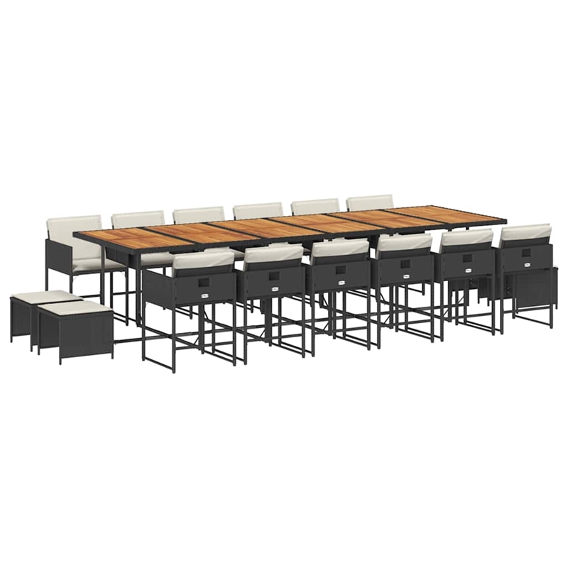 vidaXL 17 Piece Steel Garden Dining Set in Black