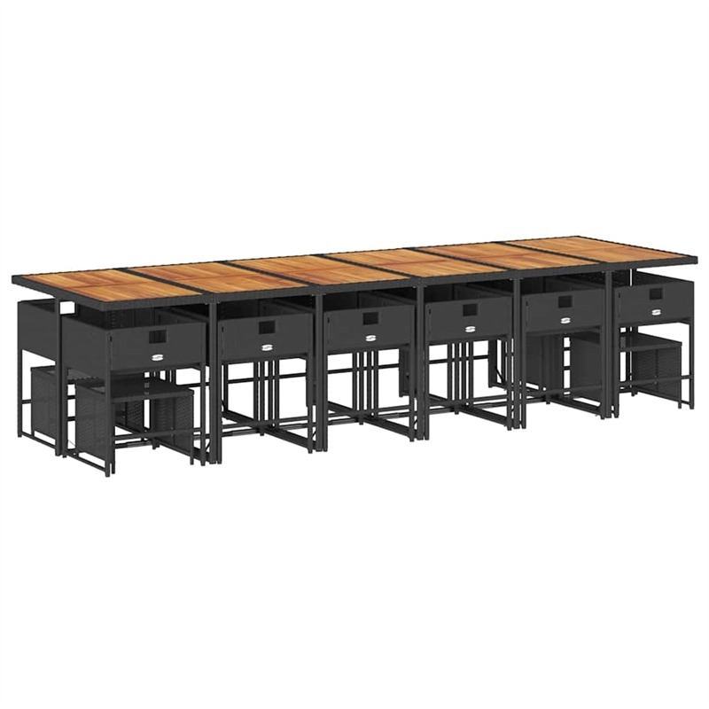 vidaXL 17 Piece Steel Garden Dining Set in Black