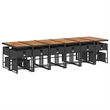 vidaXL 17 Piece Steel Garden Dining Set in Black