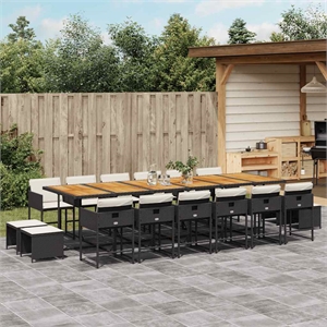 vidaXL 17 Piece Steel Garden Dining Set in Black