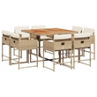 vidaXL 9 Piece Patio Dining Set in Beige/Cream White