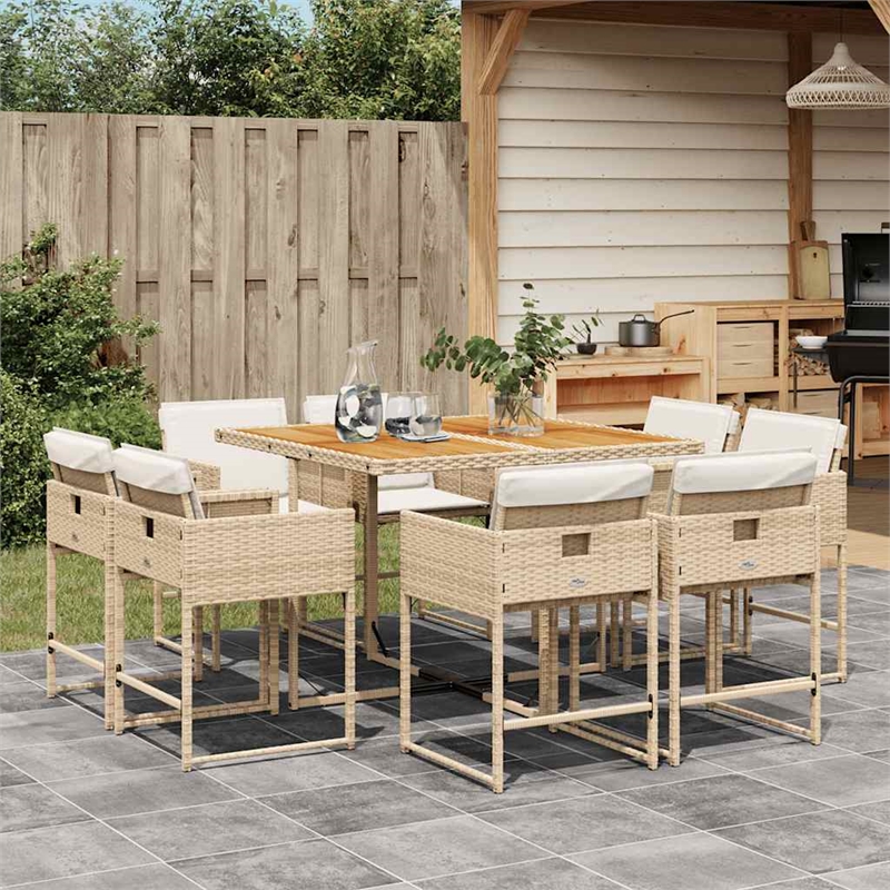 vidaXL 9 Piece Patio Dining Set in Beige/Cream White