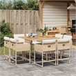 vidaXL 9 Piece Patio Dining Set in Beige/Cream White