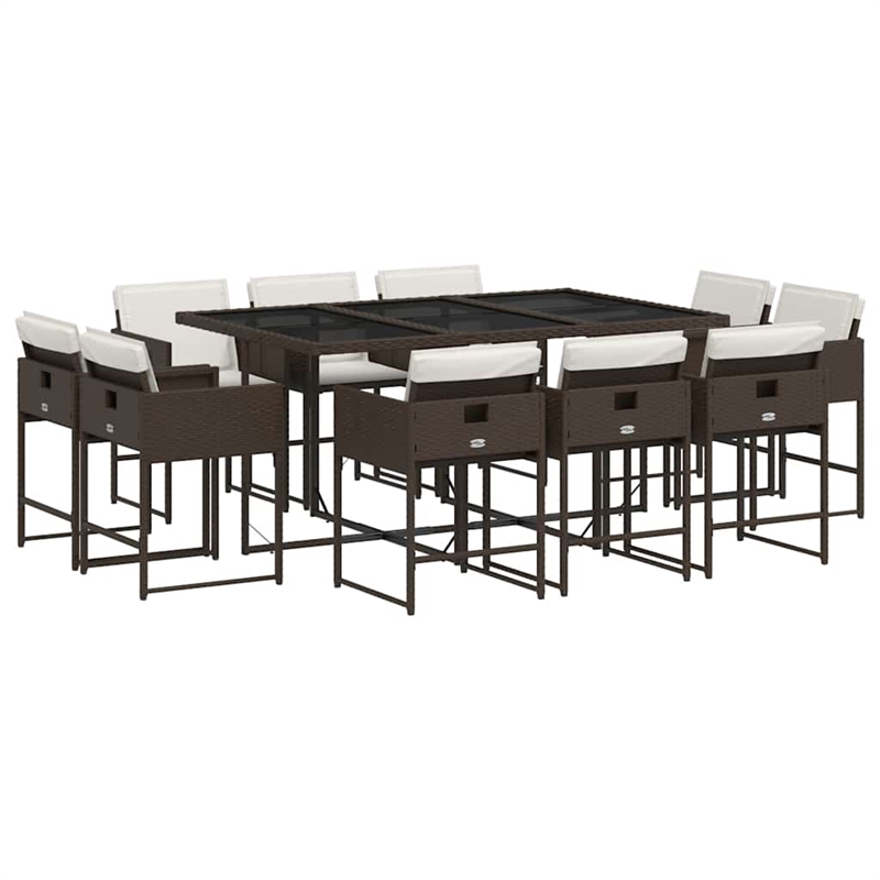 vidaXL 11 Piece Patio Dining Set in Brown