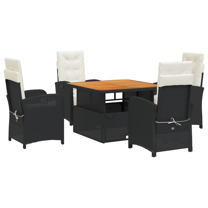 vidaXL 5 Piece Rattan Garden Dining Set in Brown/Cream white/Black