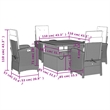 vidaXL 5 Piece Rattan Garden Dining Set in Brown/Cream white/Black