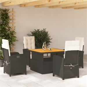 vidaXL 5 Piece Rattan Garden Dining Set in Brown/Cream white/Black