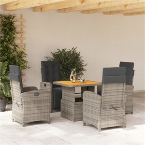 vidaXL Poly Rattan Garden Dining Set in Gray and Brown