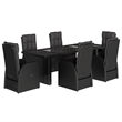 vidaXL 7 Piece Poly Rattan Garden Dining Set in Black