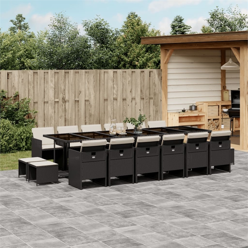 vidaXL Garden Dining Set in Black/Cream White