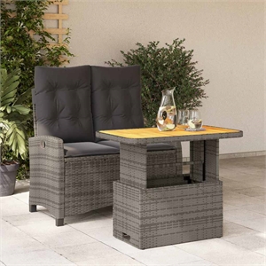 vidaXL 2 Piece Rattan Garden Dining Set in Gray and Brown