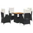 vidaXL 5 Piece Poly Rattan Garden Dining Set in Black and Brown
