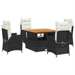 vidaXL Poly Rattan Garden Dining Set with Cushions in Black and Brown