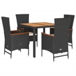 vidaXL 5 Piece Poly Rattan Garden Dining Set in Black and Brown