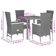 vidaXL 5 Piece Poly Rattan Garden Dining Set in Black and Brown