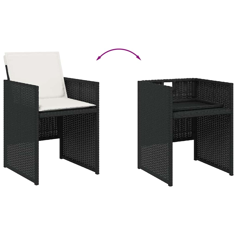 vidaXL 13 Piece Rattan Patio Dining Set in Black/Cream White