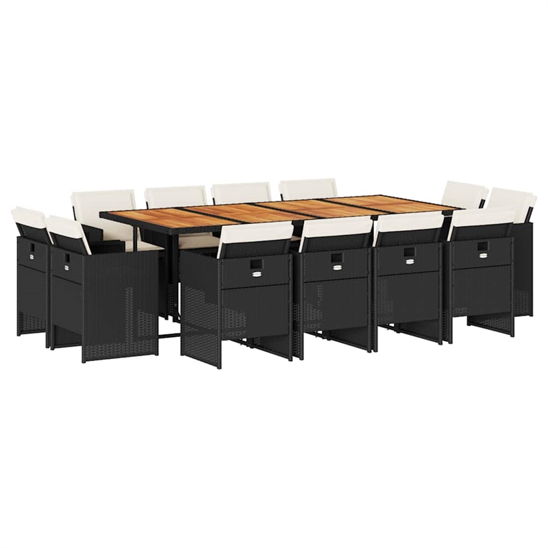 vidaXL 13 Piece Poly Rattan Patio Dining Set in Black and Brown