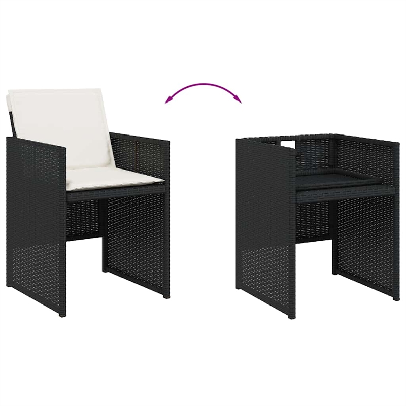 vidaXL 17 Piece Poly Rattan Patio Dining Set with Cushions in Black and Brown