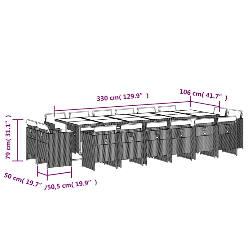 vidaXL 17 Piece Patio Dining Set in Beige