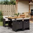 vidaXL 5 Piece Poly Rattan Patio Dining Set in Brown/Cream white/Black