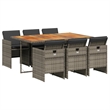 vidaXL 7 Piece Rattan Patio Dining Set in Gray and Brown
