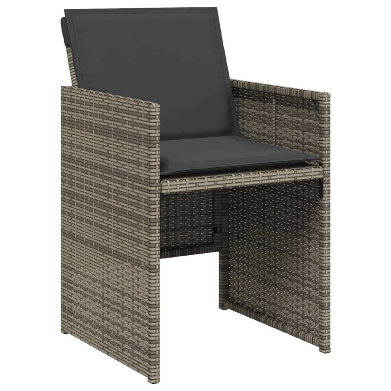vidaXL 7 Piece Rattan Patio Dining Set in Gray and Brown