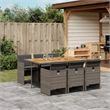 vidaXL 7 Piece Rattan Patio Dining Set in Gray and Brown