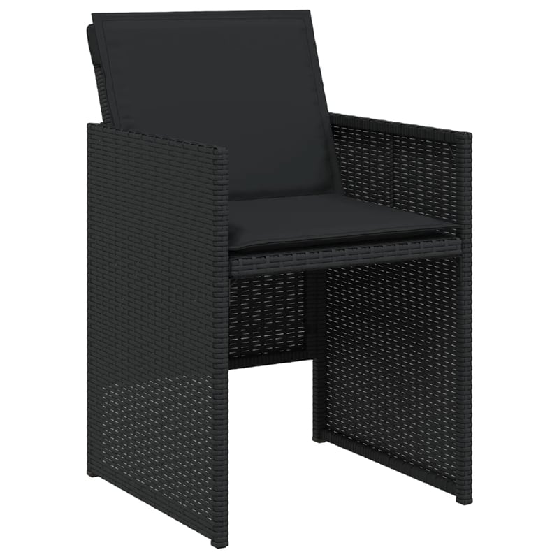 vidaXL 9 Piece Poly Rattan Patio Dining Set in Black