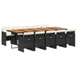 vidaXL 11 Piece Poly Rattan Patio Dining Set in Brown/Cream white/Black