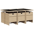 vidaXL 11 Piece Poly Rattan Garden Dining Set in Beige/Black