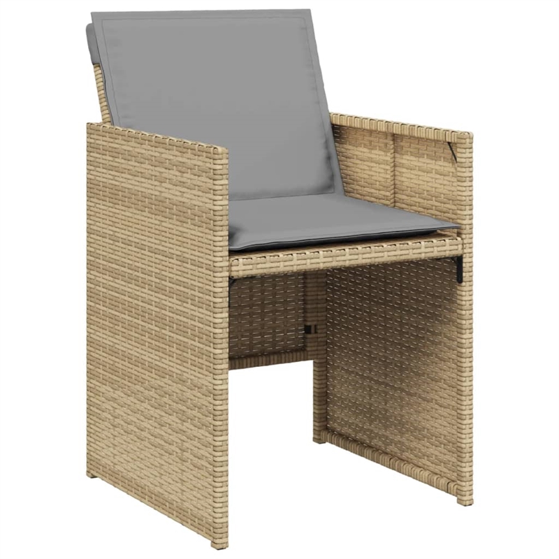 vidaXL 11 Piece Poly Rattan Garden Dining Set in Beige/Black
